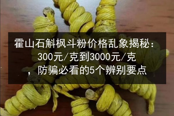 霍山石斛枫斗粉价格乱象揭秘：300元/克到3000元/克，防骗必看的5个辨别要点